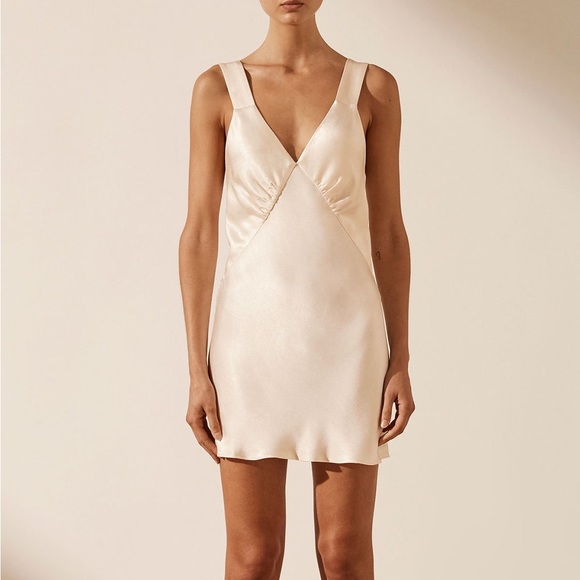 Shona Joy Dresses & Skirts - La Lune Plunged Slip Dress in Cream